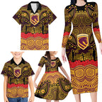 ANZAC Day Brisbane Broncos Family Matching Long Sleeve Bodycon Dress and Hawaiian Shirt Military Memorial Aboriginal Indigenous Art