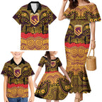 ANZAC Day Brisbane Broncos Family Matching Mermaid Dress and Hawaiian Shirt Military Memorial Aboriginal Indigenous Art