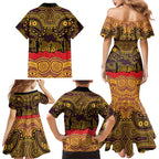 ANZAC Day Brisbane Broncos Family Matching Mermaid Dress and Hawaiian Shirt Military Memorial Aboriginal Indigenous Art