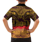 ANZAC Day Brisbane Broncos Family Matching Off The Shoulder Long Sleeve Dress and Hawaiian Shirt Military Memorial Aboriginal Indigenous Art