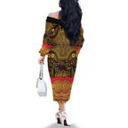 ANZAC Day Brisbane Broncos Family Matching Off The Shoulder Long Sleeve Dress and Hawaiian Shirt Military Memorial Aboriginal Indigenous Art