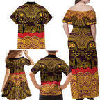 ANZAC Day Brisbane Broncos Family Matching Off Shoulder Maxi Dress and Hawaiian Shirt Military Memorial Aboriginal Indigenous Art