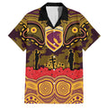 ANZAC Day Brisbane Broncos Family Matching Off Shoulder Maxi Dress and Hawaiian Shirt Military Memorial Aboriginal Indigenous Art
