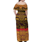 ANZAC Day Brisbane Broncos Family Matching Off Shoulder Maxi Dress and Hawaiian Shirt Military Memorial Aboriginal Indigenous Art