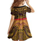 ANZAC Day Brisbane Broncos Family Matching Off Shoulder Short Dress and Hawaiian Shirt Military Memorial Aboriginal Indigenous Art