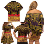 ANZAC Day Brisbane Broncos Family Matching Off Shoulder Short Dress and Hawaiian Shirt Military Memorial Aboriginal Indigenous Art