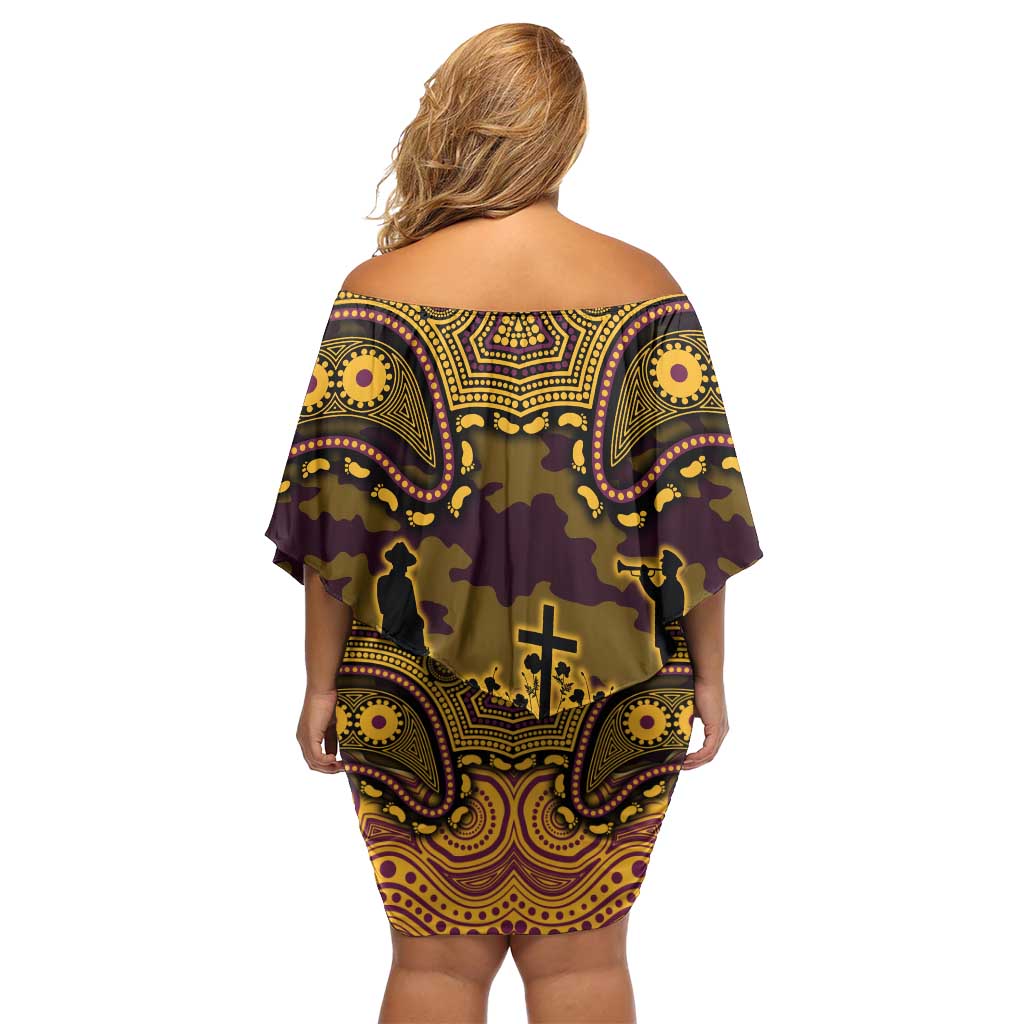 ANZAC Day Brisbane Broncos Family Matching Off Shoulder Short Dress and Hawaiian Shirt Military Memorial Aboriginal Indigenous Art