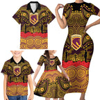 ANZAC Day Brisbane Broncos Family Matching Short Sleeve Bodycon Dress and Hawaiian Shirt Military Memorial Aboriginal Indigenous Art