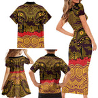 ANZAC Day Brisbane Broncos Family Matching Short Sleeve Bodycon Dress and Hawaiian Shirt Military Memorial Aboriginal Indigenous Art