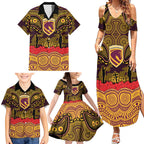 ANZAC Day Brisbane Broncos Family Matching Summer Maxi Dress and Hawaiian Shirt Military Memorial Aboriginal Indigenous Art