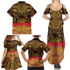 ANZAC Day Brisbane Broncos Family Matching Summer Maxi Dress and Hawaiian Shirt Military Memorial Aboriginal Indigenous Art
