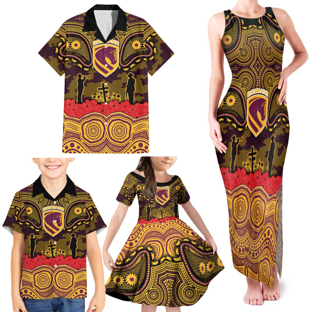 ANZAC Day Brisbane Broncos Family Matching Tank Maxi Dress and Hawaiian Shirt Military Memorial Aboriginal Indigenous Art