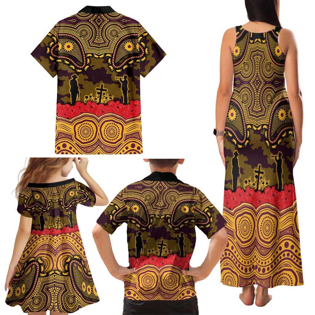 ANZAC Day Brisbane Broncos Family Matching Tank Maxi Dress and Hawaiian Shirt Military Memorial Aboriginal Indigenous Art