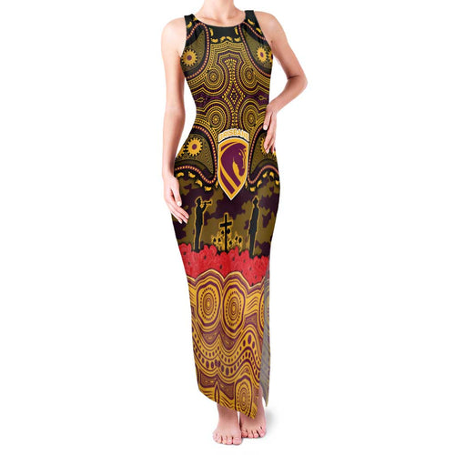 ANZAC Day Brisbane Broncos Family Matching Tank Maxi Dress and Hawaiian Shirt Military Memorial Aboriginal Indigenous Art