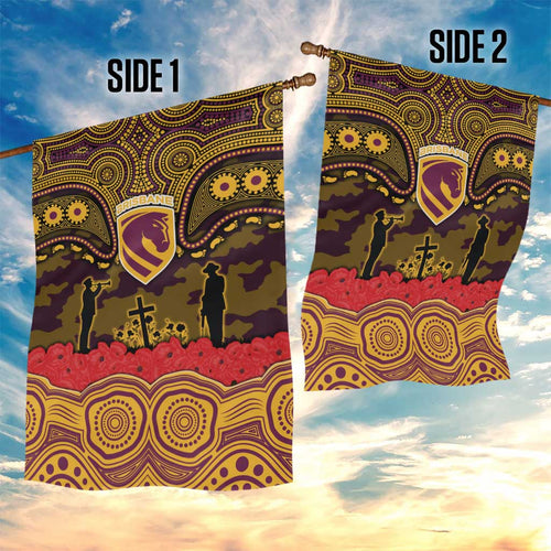 ANZAC Day Brisbane Broncos Garden Flag Military Memorial Aboriginal Indigenous Art