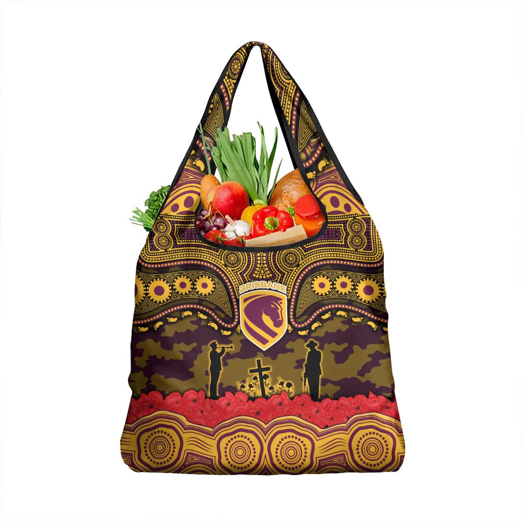 ANZAC Day Brisbane Broncos Grocery Bag Military Memorial Aboriginal Indigenous Art