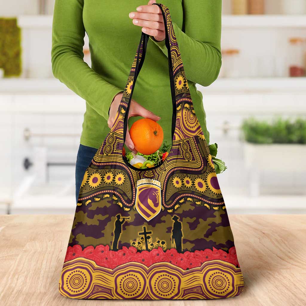 ANZAC Day Brisbane Broncos Grocery Bag Military Memorial Aboriginal Indigenous Art