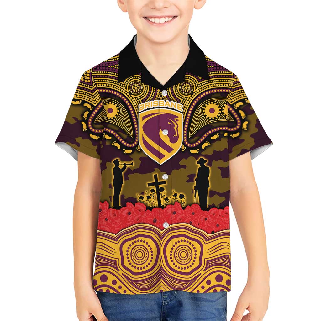 ANZAC Day Brisbane Broncos Hawaiian Shirt Military Memorial Aboriginal Indigenous Art