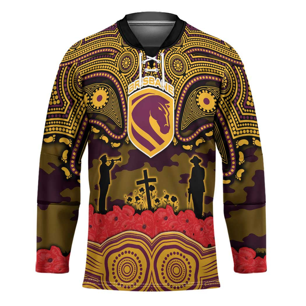 ANZAC Day Brisbane Broncos Hockey Jersey Military Memorial Aboriginal Indigenous Art