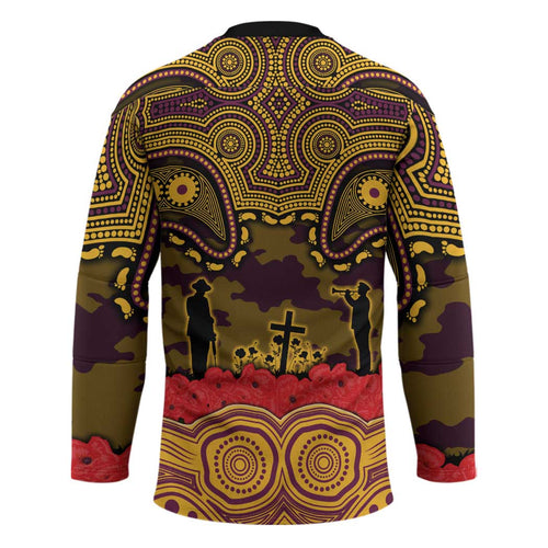 ANZAC Day Brisbane Broncos Hockey Jersey Military Memorial Aboriginal Indigenous Art
