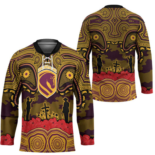 ANZAC Day Brisbane Broncos Hockey Jersey Military Memorial Aboriginal Indigenous Art