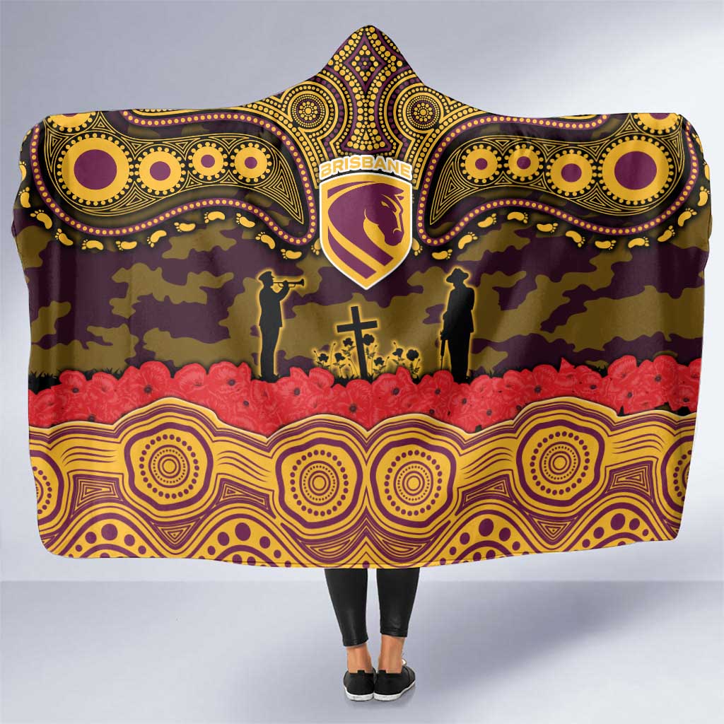 ANZAC Day Brisbane Broncos Hooded Blanket Military Memorial Aboriginal Indigenous Art