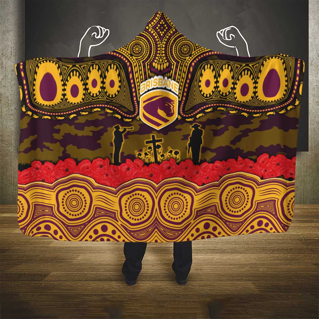 ANZAC Day Brisbane Broncos Hooded Blanket Military Memorial Aboriginal Indigenous Art