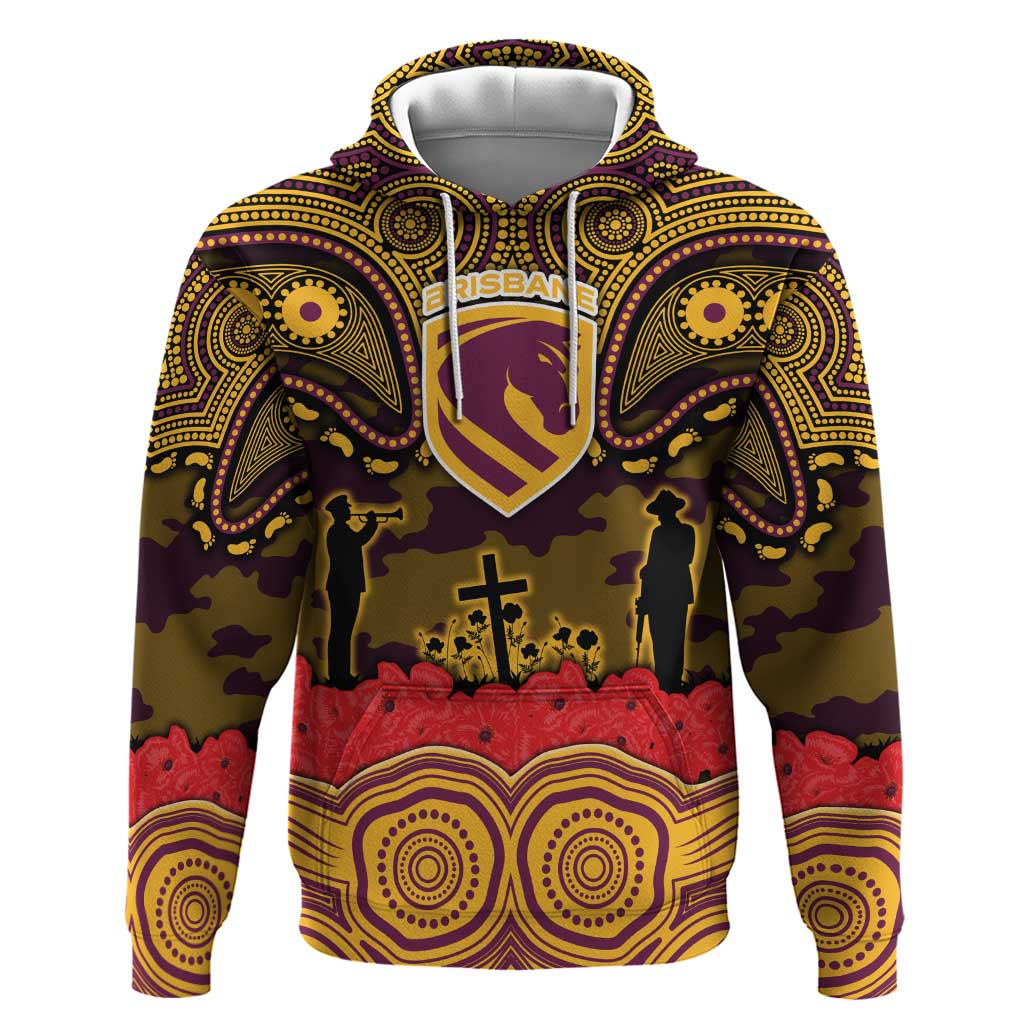 ANZAC Day Brisbane Broncos Hoodie Military Memorial Aboriginal Indigenous Art