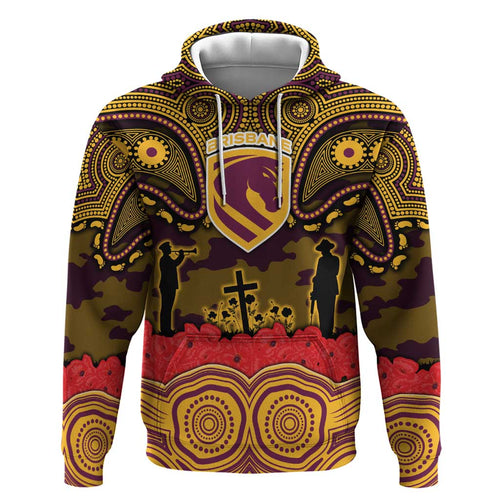 ANZAC Day Brisbane Broncos Hoodie Military Memorial Aboriginal Indigenous Art