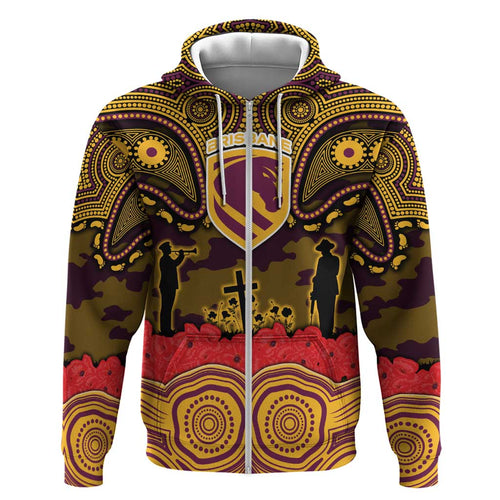 ANZAC Day Brisbane Broncos Hoodie Military Memorial Aboriginal Indigenous Art