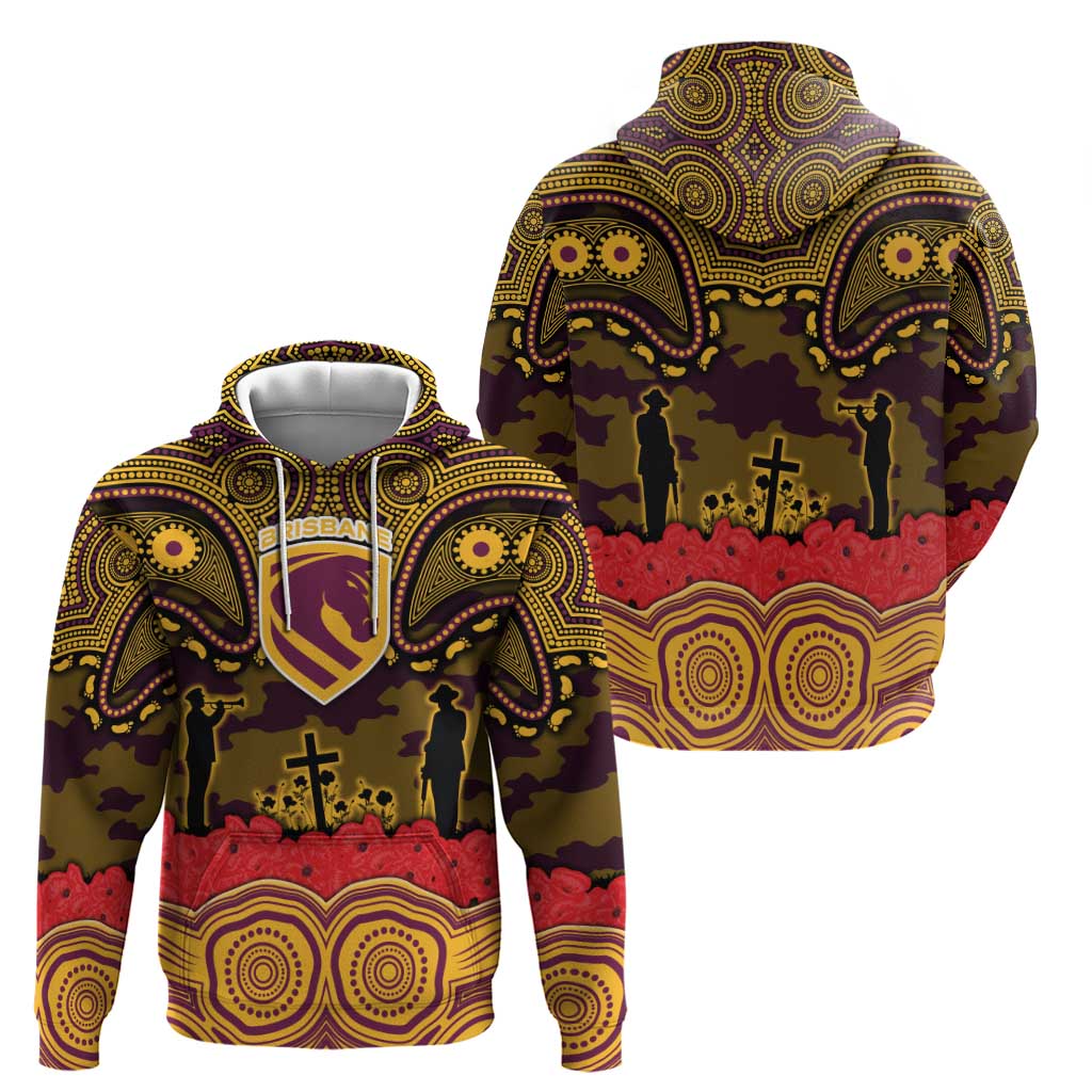 ANZAC Day Brisbane Broncos Hoodie Military Memorial Aboriginal Indigenous Art