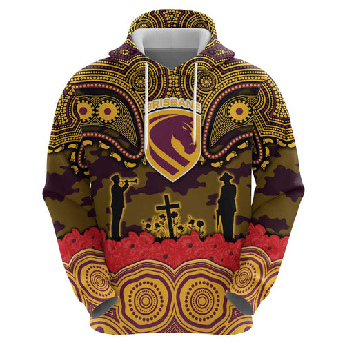ANZAC Day Brisbane Broncos Hoodie Military Memorial Aboriginal Indigenous Art