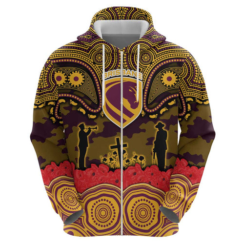 ANZAC Day Brisbane Broncos Hoodie Military Memorial Aboriginal Indigenous Art
