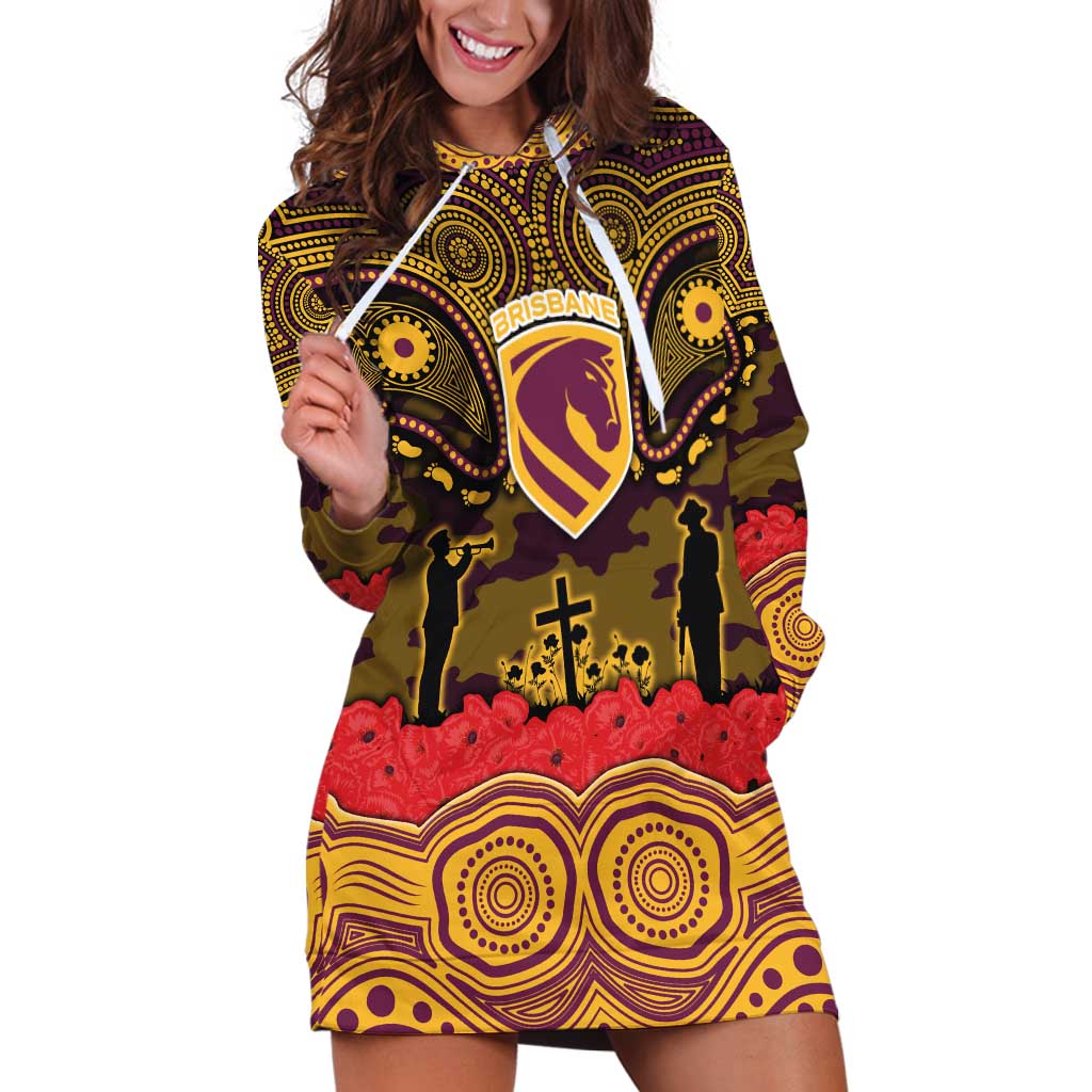 ANZAC Day Brisbane Broncos Hoodie Dress Military Memorial Aboriginal Indigenous Art