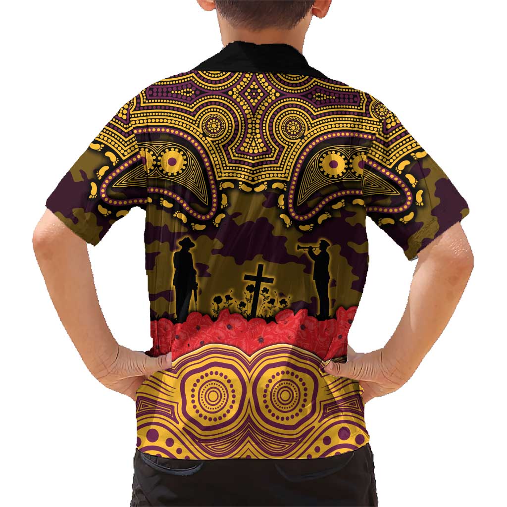ANZAC Day Brisbane Broncos Kid Hawaiian Shirt Military Memorial Aboriginal Indigenous Art
