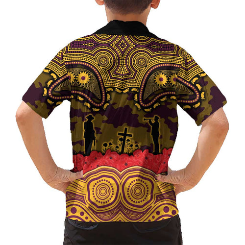 ANZAC Day Brisbane Broncos Kid Hawaiian Shirt Military Memorial Aboriginal Indigenous Art
