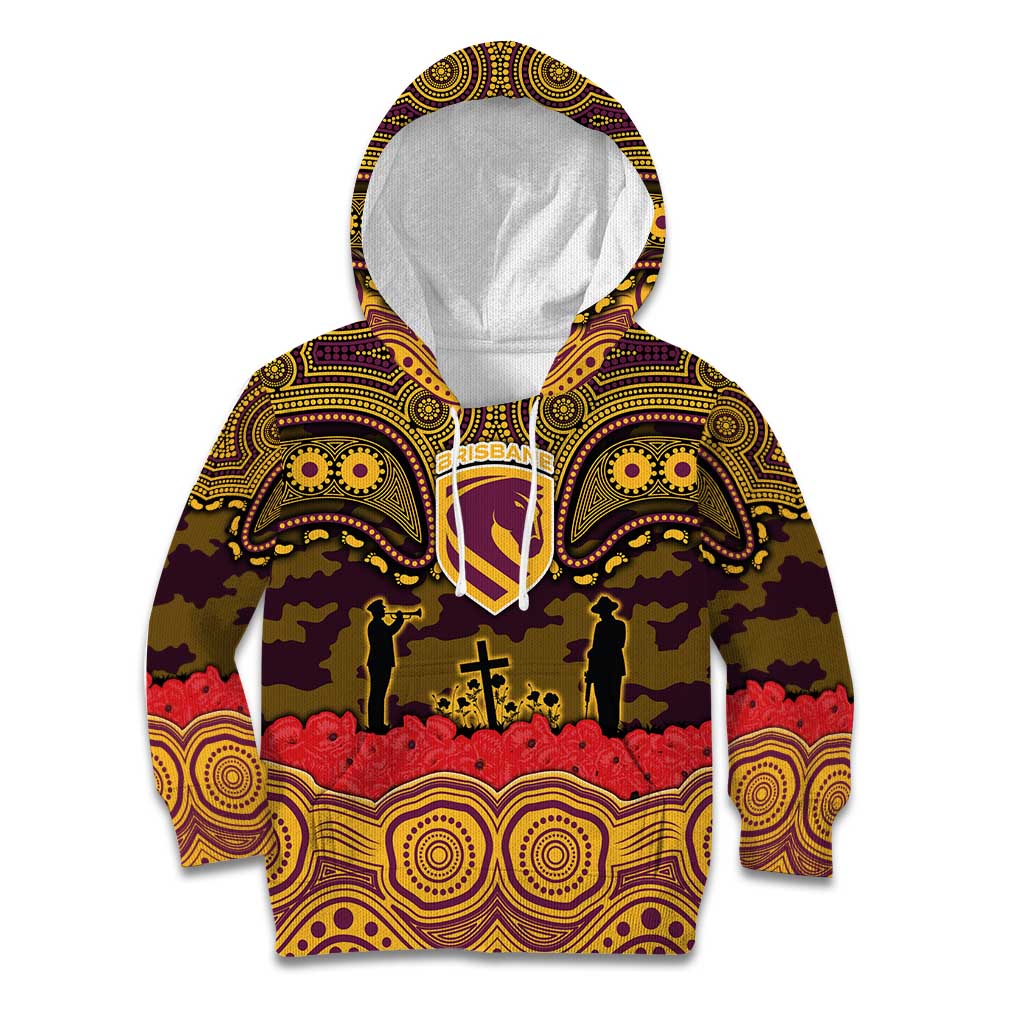 ANZAC Day Brisbane Broncos Kid Hoodie Military Memorial Aboriginal Indigenous Art