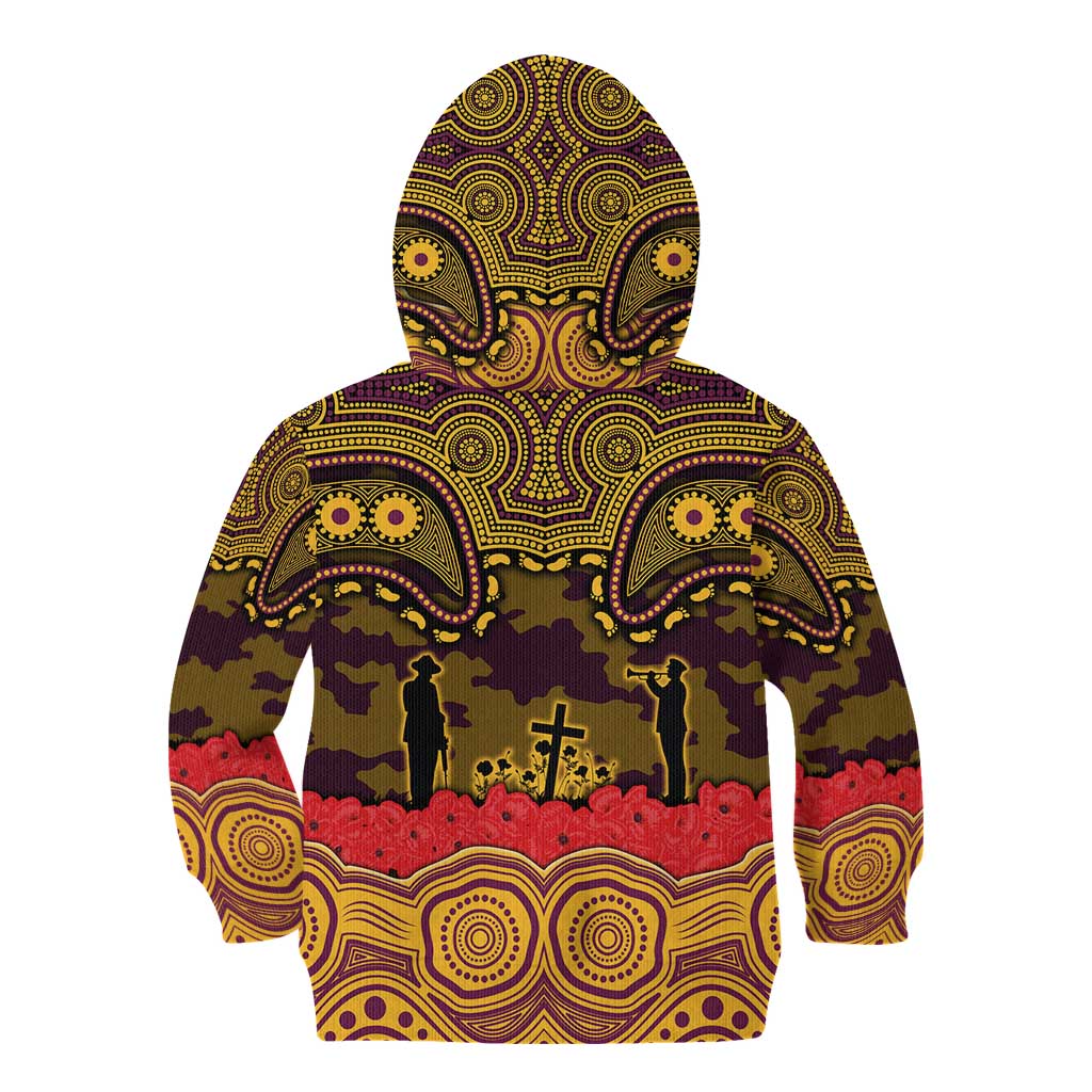 ANZAC Day Brisbane Broncos Kid Hoodie Military Memorial Aboriginal Indigenous Art