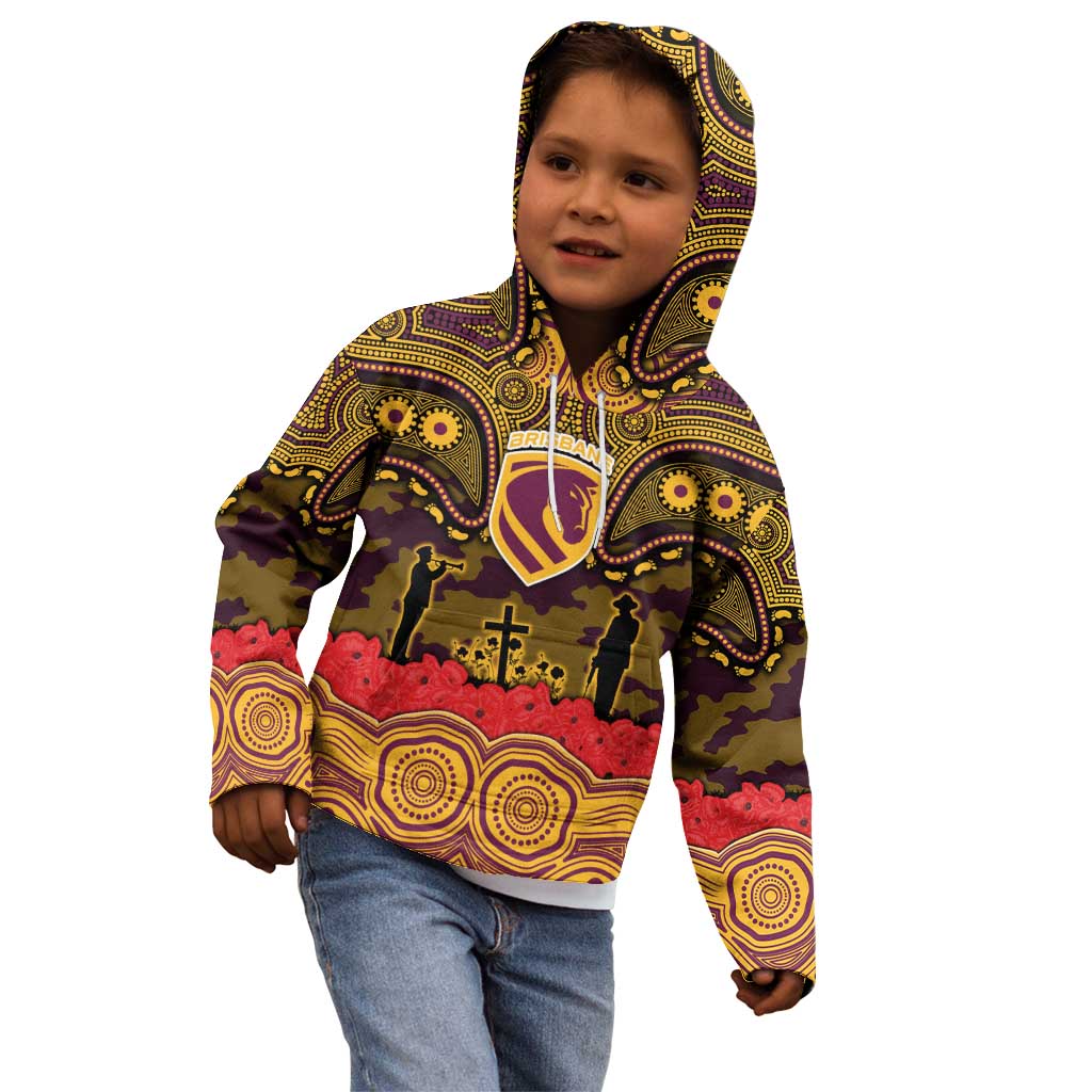 ANZAC Day Brisbane Broncos Kid Hoodie Military Memorial Aboriginal Indigenous Art