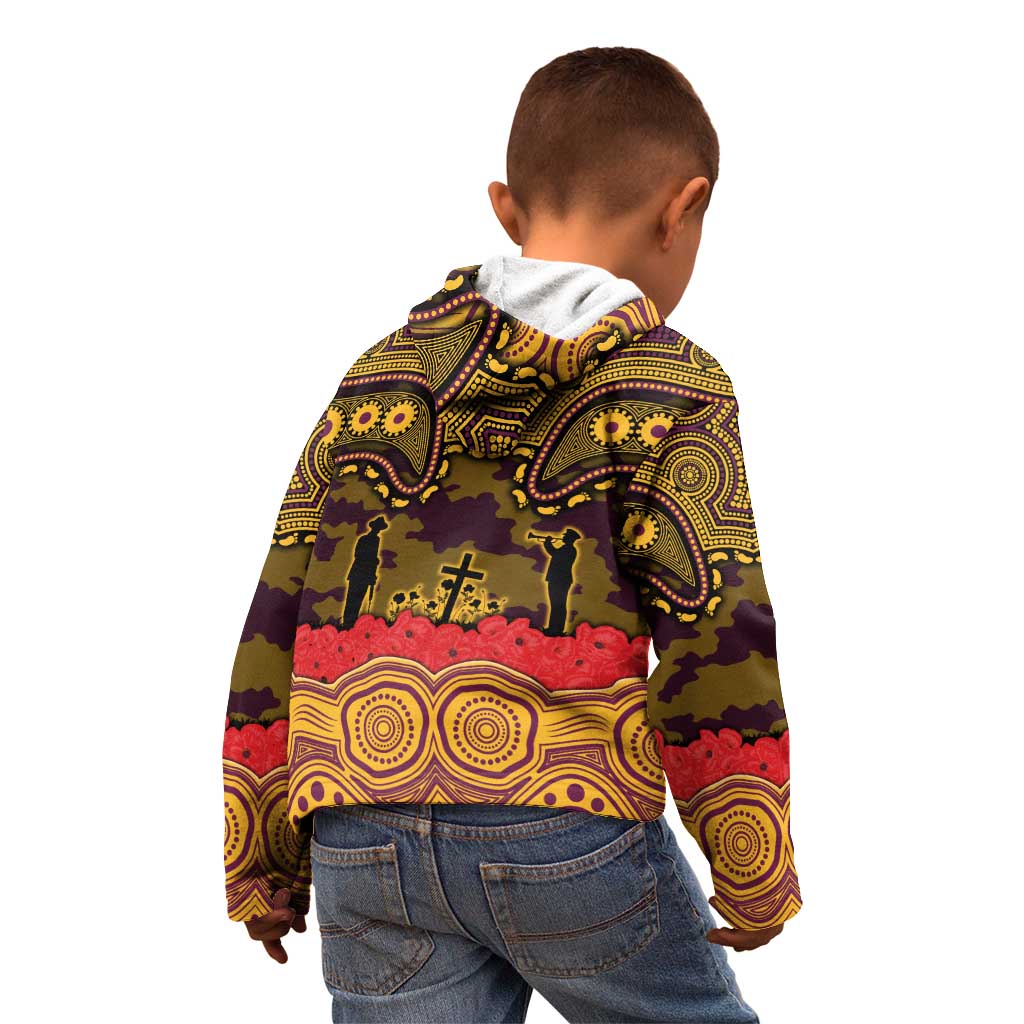 ANZAC Day Brisbane Broncos Kid Hoodie Military Memorial Aboriginal Indigenous Art