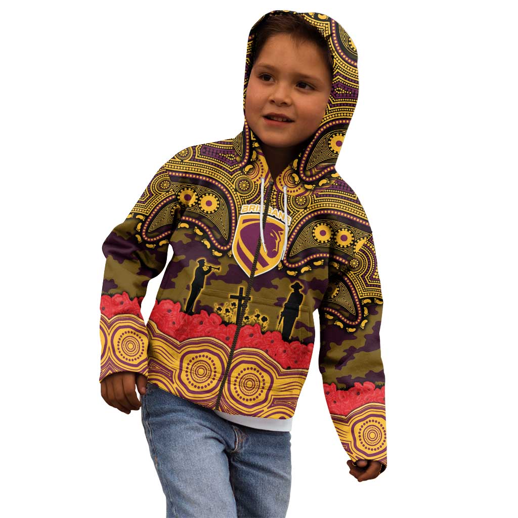 ANZAC Day Brisbane Broncos Kid Hoodie Military Memorial Aboriginal Indigenous Art