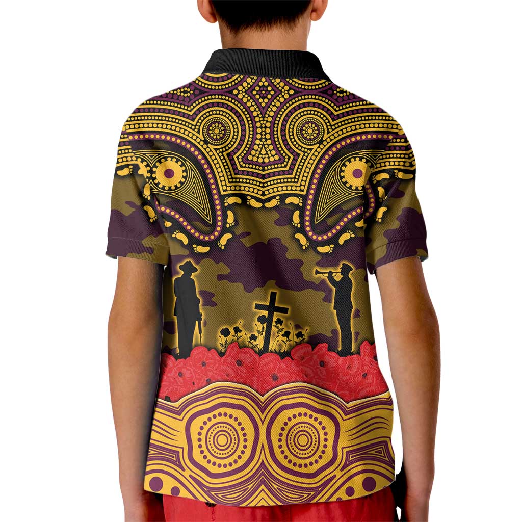 ANZAC Day Brisbane Broncos Kid Polo Shirt Military Memorial Aboriginal Indigenous Art