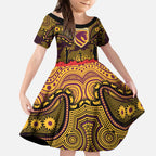 ANZAC Day Brisbane Broncos Kid Short Sleeve Dress Military Memorial Aboriginal Indigenous Art