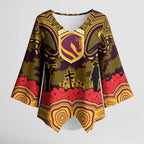 ANZAC Day Brisbane Broncos Kimono Sleeve Blouse Military Memorial Aboriginal Indigenous Art