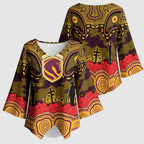 ANZAC Day Brisbane Broncos Kimono Sleeve Blouse Military Memorial Aboriginal Indigenous Art