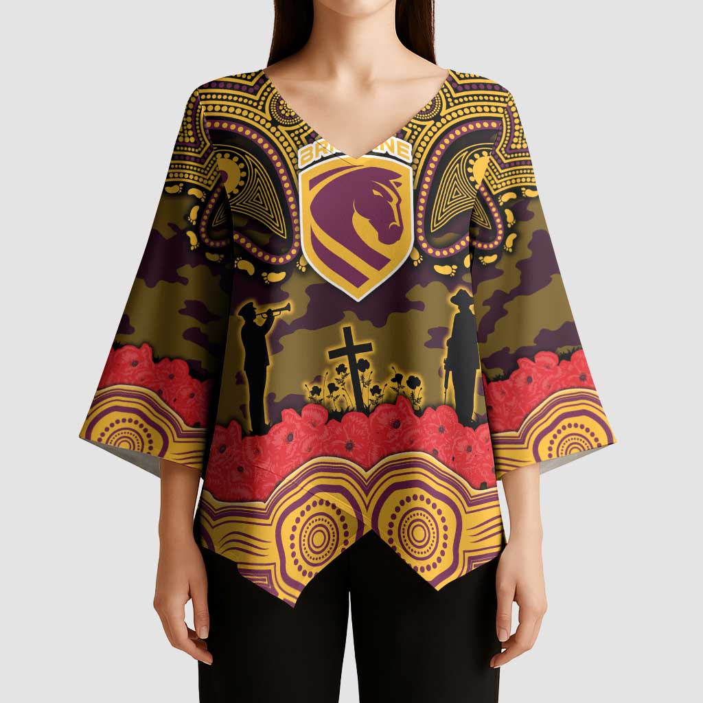 ANZAC Day Brisbane Broncos Kimono Sleeve Blouse Military Memorial Aboriginal Indigenous Art