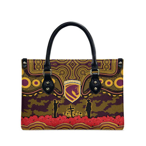 ANZAC Day Brisbane Broncos Leather Bag Military Memorial Aboriginal Indigenous Art