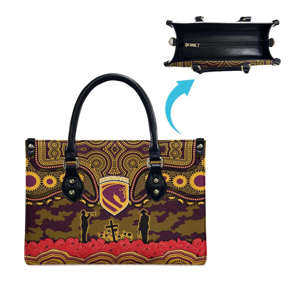 ANZAC Day Brisbane Broncos Leather Bag Military Memorial Aboriginal Indigenous Art