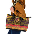 ANZAC Day Brisbane Broncos Leather Tote Bag Military Memorial Aboriginal Indigenous Art