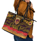 ANZAC Day Brisbane Broncos Leather Tote Bag Military Memorial Aboriginal Indigenous Art
